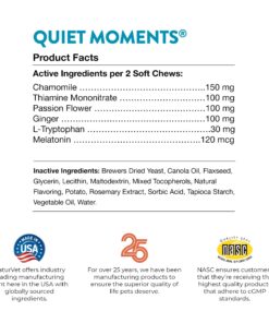 NaturVet Quiet Moments Calming Aid Dog Supplement – Helps Promote Relaxation, Reduce Stress, Storm Anxiety, Motion Sickness for Dogs – Tasty Pet Soft Chews with Melatonin – 70 Ct. Dog - Quiet Moments Melatonin 70 Soft Chews 26 71b2M45bVzL
