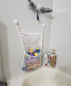 Original Tub Cubby Bath Toy Storage - Hanging Bath Toy Holder, with Suction & Adhesive Hooks, 14"x20" Mesh Net Shower Caddy for Kids Bathroom Decor, Bedroom & Car Toy Organizer - Bonus Hooks Original Tub Cubby 31 71b2Poy9kdL