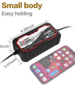 FOVAL 5A Smart Car Battery Charger, 6V and 12V Battery Charger Automotive, Battery Maintainer, Trickle Charger for Motorcycle, Float Charger for Cars, Trucks, SUVs, Boat, Lawn Mower, RV, ATV 12 71b2UZRGvgL