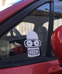 Alternative view of Crawford Graphix Futurama Bender Sticker Decal Car Window Wall MacBook Notebook Laptop (5.5" White)