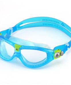 Aquasphere SEAL Kids (Ages 3+) Swim Goggles, Made in ITALY - Wide Vision, Comfort, E-Z Adjust, Anti Scratch & Fog, Leak Free Clear Lens / Aqua 17 71b4drNq BL