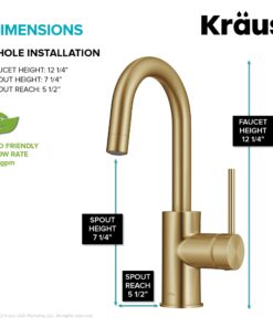 KRAUS Oletto Single Handle Kitchen Bar Faucet with QuickDock Top Mount Assembly in Brushed Brass, KPF-2600BB, 12 1/2 Inch 14 71b5NpZVdWL