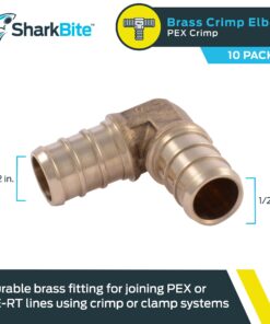 SharkBite 1/2 Inch Crimp 90 Degree Elbow, Pack of 10, Brass Plumbing Fitting, PEX Pipe, PE-RT, UC248LFA10 1/2 in., 10 pack 8 71b5sZOS6L