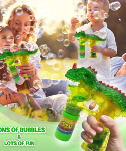 Alternative view of Dinosaur Bubble Gun Light Up Bubbles Shooter, Battery Operated Bubble Maker Toy for Toddlers & Kids, Sound-Free (Extra Refill Bottle and Batteries Included) Green Dinosaur