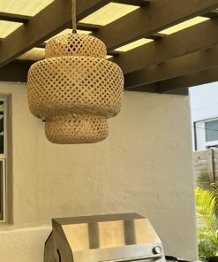 Plug in Pendant Light, Rattan Hanging Lights with Plug in Cord, Hand Woven Bamboo Lampshade Hanging Lamp with 15ft Hemp Rope, On/Off Switch, Plug in Pendant Light Fixture for Living Room Bedroom 31 71b7UxRiiGL