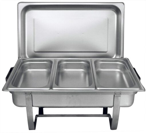 Tiger Chef 8 Quart Full Size Stainless Steel Chafer and 3 1/3rd Size Chafing Dishes Food Pans and Cool-Touch Plastic on Top