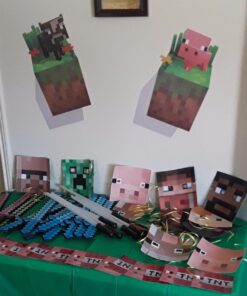 (Set of 4) LucyM Wall Decal Digging Steve; Creeper Inside Wall; Baby Pig; Baby Cow 39 71b8mTrx9zL