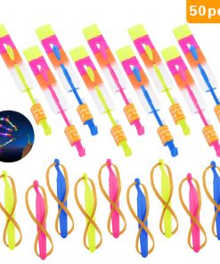 Habelyi 50pcs Led Arrow Helicopter Flying Toy Party Fun Gift Elastic Slingshot Flying Copters Birthdays Summer Day Outdoor Game for Kids 9 71b8oxpUXxS