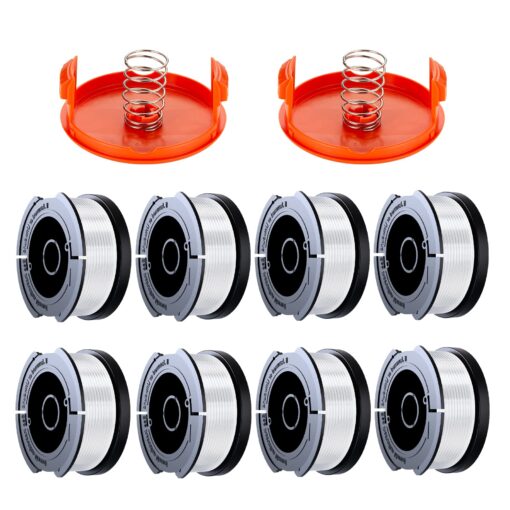 10 Pack String Trimmer Replacement Spool Compatible with Black+Decker, 240ft 0.065" AF-100 Autofeed Replacement Spools - Compatible with Black+Decker String Trimmers(8-Line Spool + 2 Cap+2 Spring)