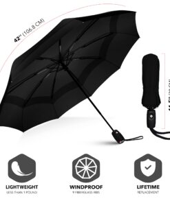 Repel Umbrella The Original Portable Travel Umbrella - Umbrellas for Rain Windproof, Strong Compact Umbrella for Wind and Rain, Perfect Car Umbrella, Golf Umbrella, Backpack, and On-the-Go 1-Black 29 71b9yhFfRL