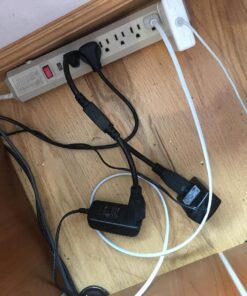 2 Way Splitter Extension Cord, 3 Prong Double Outlet Power Cord, 16 AWG, 1 Foot Black, 3 Pack by ClearMax 30 71bCPANcQqL