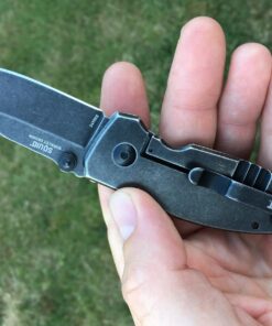 CRKT Squid Folding Pocket Knife: Compact EDC Straight Edge Utility Knife with Stainless Steel Blade and Framelock Handle Black Stonewash 47 71bCg5F7xvL