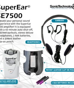 SuperEar Plus SE7500 Personal Sound Amplifier (PSAP), Pocket Sound Amplifier, Headphones & Discreet Earbuds w/Auto Shut off & Case, On/Off Volume Control for Adults, Audiologists, Seniors 9 71bFfPt1bBL