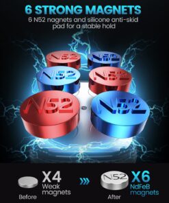 Alternative view of APPS2Car 2 Packs Magnetic Phone Car Mount, in Car Phone Holder Air Vent Magnetic, 6 N52 Magnets Universal Mobile Phone Holders for Cars, for iPhone Pro Max Samsung S22 Ultra P30 GPS Black-Red