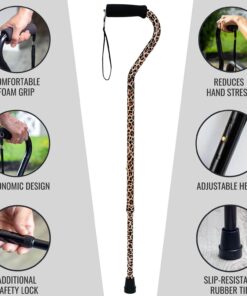 DMI Adjustable Designer Cane with Offset Handle and Strap, Leopard, Multi-colored, FSA and HSA Eligible 17 71bFzPsKh1L