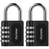 Puroma 2 Pack Combination Locks Outdoor Waterproof Padlock for School Gym Locker Outdoor Fence Hasp Cabinet Toolbox Locker (Black) 1.3 Inch Black 8 71bGIbtwSL