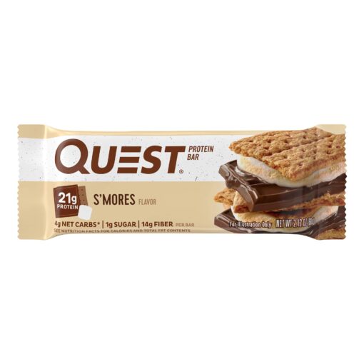 QUEST, Protein Bar, S'Mores, 1 ct, 2.12 oz bar 2.12 Ounce (Pack of 12)