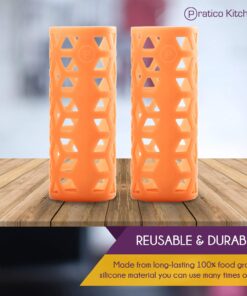 Pratico Kitchen Glass Bottle Silicone Sleeves for Epica, Aquasana, Estilo and Similar Style Bottles, 2 Pack, Orange 2 Pack - Orange 12 71bI5rvDg8L