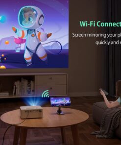 Mini Projector with WiFi Bluetooth, Portable Projector Full HD 1080P Support, YOTON Video Projector for Home Theater, Compatible with PC/Tablet/Fire Stick/iOS and Android Phone Projector white 21 71bILsm5mTL