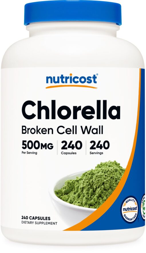 Nutricost Chlorella Capsules 500mg, 240 Vegetarian Capsules - Non-GMO and Gluten Free 240 Count (Pack of 1)