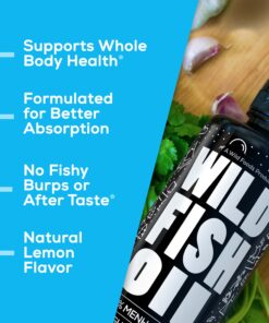 Wild Foods Liquid Omega 3 Fish Oil Supplement, Lemon, 16 oz (1 pk) | Wild Caught, Burpless, Odorless, Non-GMO, Gluten Free | DPA, DHA, EPA Triple Strength Heart & Joint Nutrition for Women & Men 1 13 71bIz7mwhxL