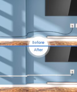 125in Cord Hider/Cover Wall - Yecaye One-Cord Channel Cable Concealer - Easy Install Cable Management System for Max 2 Small Wires, Cable Raceway Home Office, 8X L15.7in W0.59in H0.4in, White 33 71bJB9Psh6L