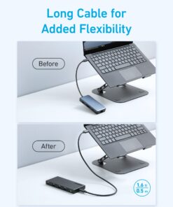 Anker 364 USB C Hub (10-in-1, Dual 4K HDMI) with Max 100W Power Delivery, Dual 4K HDMI Ports, 4 USB-A and USB-C Data Ports, Ethernet and SD Card Slot for Dell Laptop, ThinkPad, and More 13 71bJQCIbUnL