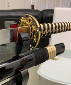 siwode Katana Handmade Full Tang Sharp, Alloy Golden Dragon Tsuba Japanese Samurai Sword High Carbon Steel 1060, 40-Inch Golden-No-BoHi 50 71bJb1ZB5VL