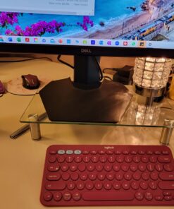 WALI Glass Monitor Stand Riser for Desk,Height Adjustable Computer Monitor Riser, Clear Monitor Stand for Laptop TV Computer Screen, Desk Organization, Office Supplies (GTT001), 16 X 10 inch, Clear 30 71bL0lJHmYL