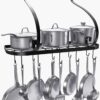 Vdomus Wall Mounted Pot and Pan Rack for Kitchen, Cookware Hanging rack with 10 Hooks Included, Hanging Pan Organizer, Black 24 x 10 Inches 48 71bLmvIG8aL