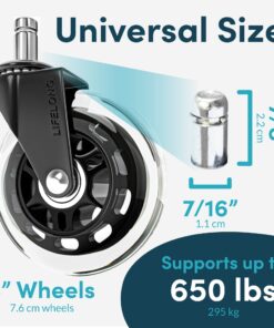 Office Chair Wheels Replacement Rubber Chair casters for Hardwood Floors and Carpet, Set of 5, Heavy Duty casters for Chairs to Replace Office Chair mats - Fits 98% 1. Clear 20 71bM sbHa1L