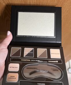 Aesthetica Brow Contour Kit 16-Piece Eyebrow Makeup Palette Set 6 Eyebrow Powders, 5 Eyebrow Stencils, Spoolie/Brush Duo, Tweezers, Eye Brow Wax, Highlighter - Unique Gifts For Women For Her Birthday 43 71bMa1O04wL