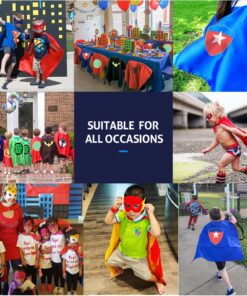 RioRand Kids Dress Up 5PCS Superhero Capes Set and Slap Bracelets for Boys Costumes Birthday Party Gifts 25 71bOYEaATWL