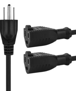2 Way Splitter Extension Cord, 3 Prong Double Outlet Power Cord, 16 AWG, 1 Foot Black, 3 Pack by ClearMax 21 71bPv97tiqL