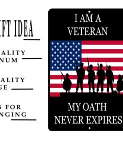 Alternative view of USA Flag Veteran Oath Metal Tin Sign Wall Decor Man Cave Bar Military