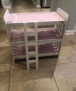 Badger Basket Toy Doll Triple Doll Bunk Bed with Ladder, Bedding, and Personalization Kit for 20 inch Dolls - Pink Gingham 35 71bTm6DvWSL