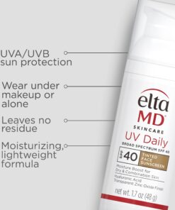 EltaMD UV Daily Tinted Sunscreen with Zinc Oxide, SPF 40 Face Sunscreen Moisturizer, Helps Hydrate Skin and Decrease Wrinkles, Lightweight Face Sunscreen, Absorbs Into Skin Quickly, 1.7 oz Pump 27 71bUjJ1z4kL