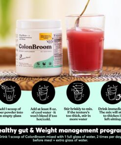 ColonBroom Psyllium Husk Powder - Safe Colon Cleanse for Bloating Relief & Gut Health - Colon Broom Colon Cleanser - Vegan, Gluten Free, Non-GMO Fiber Powder Supplement, 60 Servings 60 Servings (Pack of 1) 24 71bVFzwvxLL