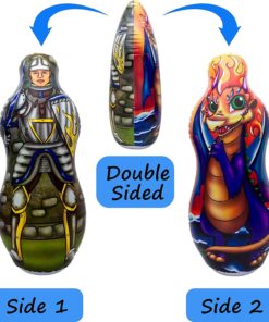 Inflatable Punching Bag for Kids with Foam Sword Set | 48" Double Sided Bop Bag for Boys, Girls and Children | Knight & Dragon Theme Imaginative and Sports Toys 15 71bVPbgK0mL