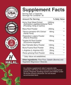Horny Goat Weed for Male Enhancement - Extra Strength Horny Goat Weed for Men 1590mg Complex with Tongkat Ali Saw Palmetto Extract Panax Ginseng and Black Maca Root for Stamina & Energy - 30 Servings 60 Count (Pack of 1) 24 71bWTjbkmPL