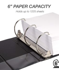 Samsill Titan Extra Large 6 Inch 3 Ring View Binder - Non-Stick Customizable Clear View Cover - Locking D-Ring - Holds Over 1250 Sheets - Black 1-Pack 6-Inch 9 71bX0mIKDAL