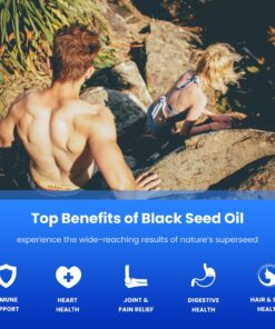 Organic Black Seed Oil Capsules | 120 Vegan Softgel Black Cumin Seed Oil Capsules | 1400mg Per Serving Virgin Cold Pressed Nigella Sativa Oil Pills with Thymoquinone & Vitamin E, Rich in Omega 3 6 9 18 71bX8csg14L