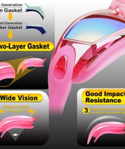 Yizerel Swim Goggles, 2 Pack Swimming Goggles for Adult Men Women Youth Kids Child White /Pink(mirrored) 8 71bX8lM2xmL