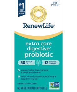 Renew Life Extra Care Digestive Probiotic Capsules, 50 Billion CFU Guaranteed, Daily Supplement Supports Immune, Digestive and Respiratory Health, L. Rhamnosus GG, Dairy, Soy and gluten-free, 60 Count 60 Count (Pack of 1) 22 71bXEkLn9L