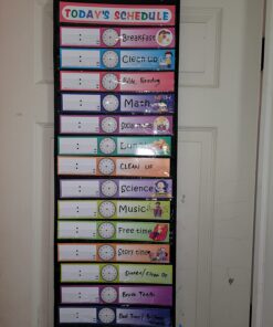 REGELETO 15+1 Pockets Daily Schedule Pocket Chart with 30 Pcs Double-Sided Reusable Cards, Scheduling Pocket Chart for Classroom Office Home Preschool Activity(Black)… 15 Pockets 19 71bYWYgfPML