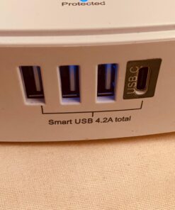 6 Ft Surge Protector Power Strip - 8 Widely Outlets with 4 USB Ports, 3 Side Outlet Extender with 6 Feet Extension Cord, Flat Plug, Wall Mount, Desk USB Charging Station, ETL,White 6 Ft 47 71bYceMXwsL