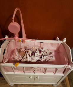 Badger Basket Toy Doll Bed with Storage Cabinet, Gingham Bedding, and Personalization Kit for 22 inch Dolls - White/Pink 47 71bYoPJANRL