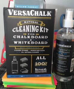 VersaChalk 100% Natural Chalkboard Cleaner Spray and Eraser Kit (250 mL) - Remove Liquid Chalk Marker Ink from Chalk Board Signs, Whiteboard, Dry Erase Marker Board, and Blackboard 1 Count (Pack of 1) 41 71bZk0FEQdL