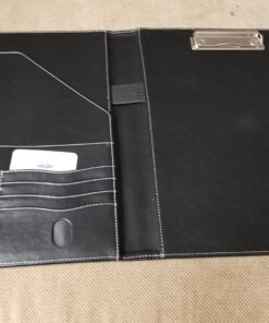 Skycase Padfolio Portfolio Case,Leather Portfolio Folder,Resume/Conference/Legal Document Executive Organizer with Letter/A4 Size Clipboard,Business Card Holder,Padfolio Portfolio for Women/Men,Black Black 42 71bb7tY4kzL