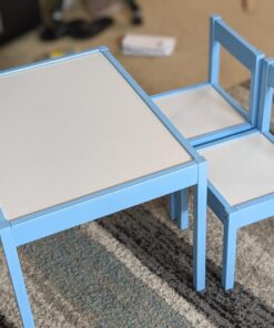 Amazon Basics 3-Piece Wood Kids Table and Chairs Set with Dry Erasable Table Top, Sky Blue, 64 x 49 x 45 cm 30 71bcIV0mNgL